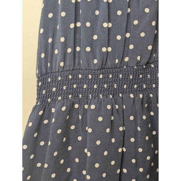 Abercrombie Kids Navy Blue Polka Dot Sleeveless Racerback Smocked Dress Girls L - Picture 4 of 5